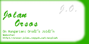 jolan orsos business card